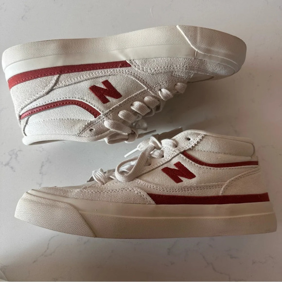 New Balance Cream and Red Athletic Shoes - Picture 3 of 7